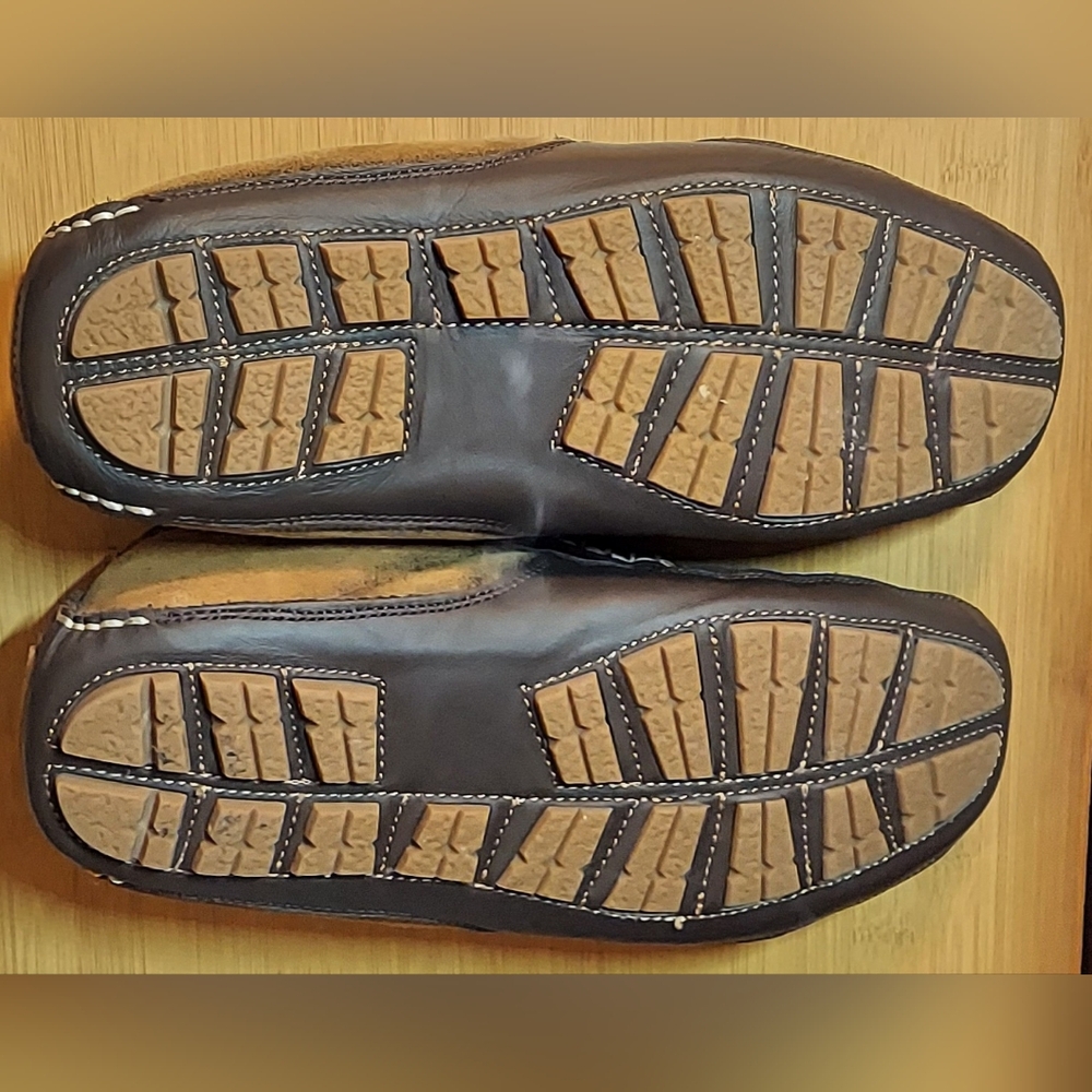 OVERLAND MEN'S DYED & TIPPED SHEEPSKIN LEATHER & FUR LINED PENNY LOAFERS SIZE 10 - Picture 16 of 16